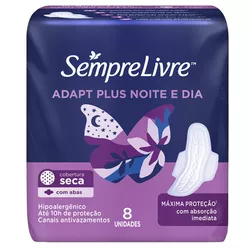 ABSORVENTE SADAPT PLUS NOITE E DIA SECA COM ABAS 8... - PADRÃO FONZAR