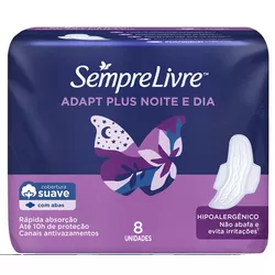 ABSORVENTE ADAPT PLUS NOITE E DIA SUAVE COM ABAS 8... - PADRÃO FONZAR