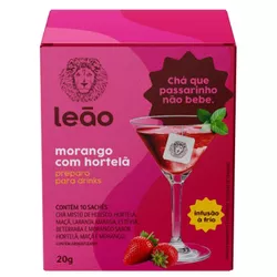 CHA LEAO MORANGO C/ HORTELA DRINKS 20 G C/ 10 SAQ.... - PADRÃO FONZAR