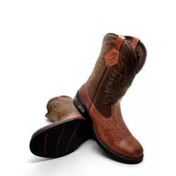 Bota Masculina Texana Cano Médio Couro Avestruz - GH CALÇADOS