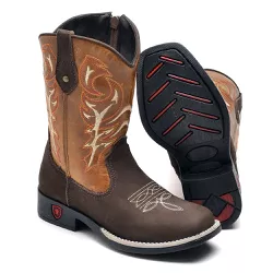 Bota Masculina Infantil Texana Country Couro Nobuc - GH CALÇADOS