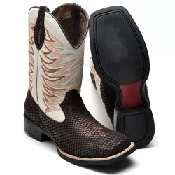 Bota Masculina Texana Cano Médio Couro Escama de P... - GH CALÇADOS