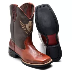 Bota Masculina Texana Country Cano Médio Couro Lux... - GH CALÇADOS