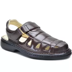 Sandália Masculina Ortopedica Antistress Couro - GH CALÇADOS