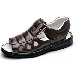 Sandália Masculina Ortopedica Antistress Couro - GH CALÇADOS