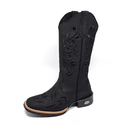Bota Texana Country Feminina Couro Cano Alto Borda... - GH CALÇADOS