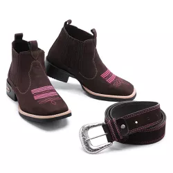Kit Bota Country Feminina Cano Curto + Cinto Count... - GH CALÇADOS