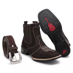 Kit Bota Country Cano Médio + Cinto Country - GH CALÇADOS
