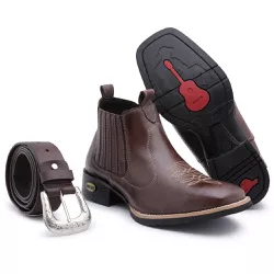 Kit Bota Masculina Country Couro de Engraxar + Cin... - GH CALÇADOS