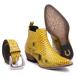 Kit Bota Feminina Anaconda Couro + Cinto Country - GH CALÇADOS