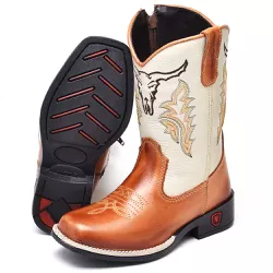 Bota Masculina Infantil Texana em Couro - GH CALÇADOS