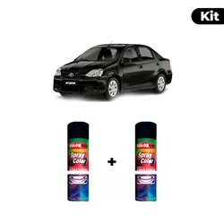KIT SPRAY AUTOMOTIVO - PRETO ROCK 2013 POL + VERNI... - Gon Tintas