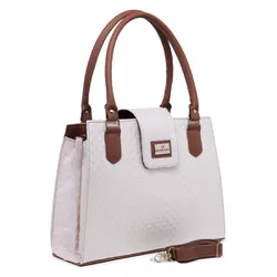 Bolsa Feminina Estilo Pasta de Ombro Social Em Quadrada Verniz Marfim - Gouveia Costa - 141 - GOUVEIA COSTA