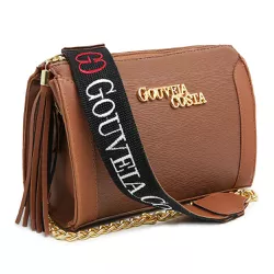 Bolsa Feminina Festa Transversal corrente Dourada Caramelo - Gouveia Costa - 262 - GOUVEIA COSTA