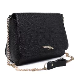 Bolsa Feminina Estilo Baú Transversal corrente Verniz Preta - Gouveia Costa - 195 - GOUVEIA COSTA