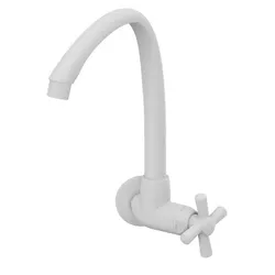 Torneira para Cozinha de Parede Branca PVC Cross T... - Hidralmarchi