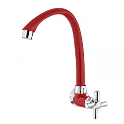 Torneira para Cozinha de Parede Vermelha e Cromada... - Hidralmarchi
