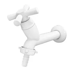 Torneira para Tanque Branca 10cm PVC Cross Tigre - Hidralmarchi