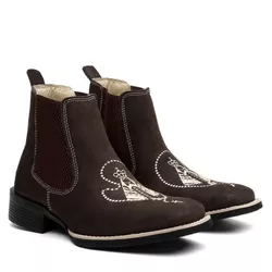 Botina Feminina Country Bico Quadrado Couro Legíti... - JM Country