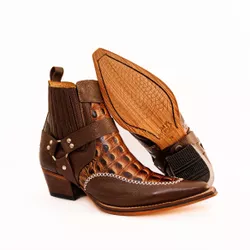 Botina Masculina Country Bico Fino Couro Legítimo ... - JM Country