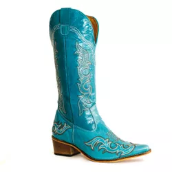 Bota Texana Feminina Country Couro Legítimo Azul T... - JM Country