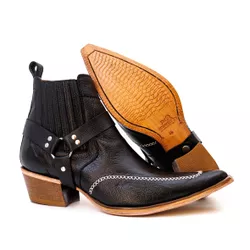 Botina Country Masculina Bico Fino Couro Bovino Le... - JM Country