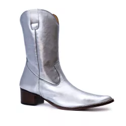 Bota Texana Feminina Cano Médio Couro Legítimo Pra... - JM Country