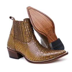 Botina Country Masculina Bico Fino Couro Bovino Le... - JM Country