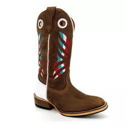 Bota Texana Masculina Bico Quadrado Couro Legítimo... - JM Country