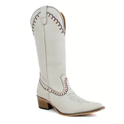 Bota Texana Feminina Country Couro Legítimo Off Wh... - JM Country