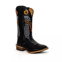 Bota Texana Masculina Couro Legítimo Látego Preto ... - JM Country