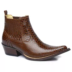Botina Country Masculina Bico Fino Couro Legítimo ... - JM Country