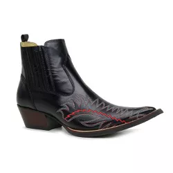 Botina Country Masculina Bico Fino Couro Bovino Le... - JM Country