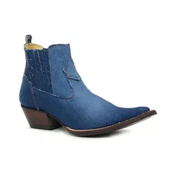 Botina Country Masculina Bico Fino Couro Bovino Le... - JM Country