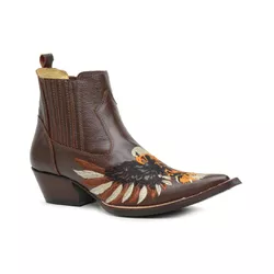 Botina Country Masculina Bico Fino Couro Bovino Le... - JM Country
