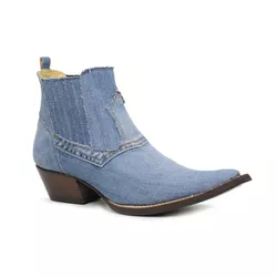 Botina Country Masculina Bico Fino Couro Bovino Le... - JM Country