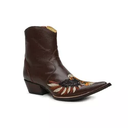 Botina Country Masculina Bico Fino Couro Bovino Le... - JM Country