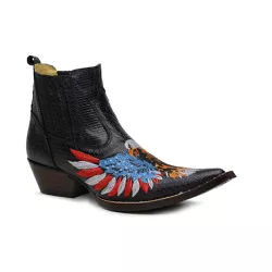 Botina Country Masculina Bico Fino Couro Bovino Le... - JM Country