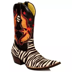 Bota Texana Masculina Bico Fino Couro Pelo Zebra e... - JM Country
