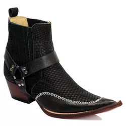 Botina Masculina Country Bico Fino Couro Bovino Le... - JM Country