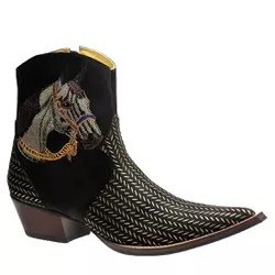 Botina Country Masculina Bico Fino Couro Legítimo ... - JM Country