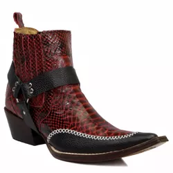 Botina Country Masculina Bico Fino Couro Bovino Le... - JM Country