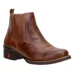 Botina Masculina Couro Legítimo Pinhão Café Bico R... - JM Country