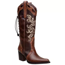 Bota Country Feminina Texana Bico Fino Couro Bovin... - JM Country