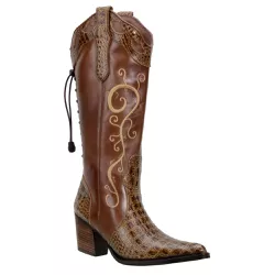 Bota Country Feminina Texana Bico Fino Couro Legít... - JM Country