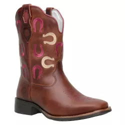 Bota Texana Feminina Bico Quadrado Couro Legítimo ... - JM Country