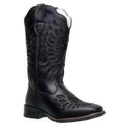 Bota Texana Feminina Bico Quadrado Couro Legítimo ... - JM Country