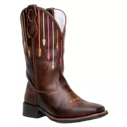 Bota Texana Feminina Bico Quadrado Couro Legítimo ... - JM Country