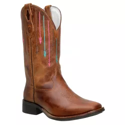 Bota Texana Feminina Bico Quadrado Couro Legítimo ... - JM Country