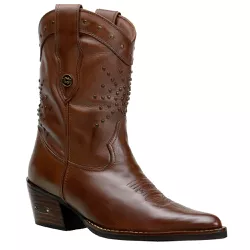 Bota Country Feminina Cano Médio Bico Fino Couro L... - JM Country